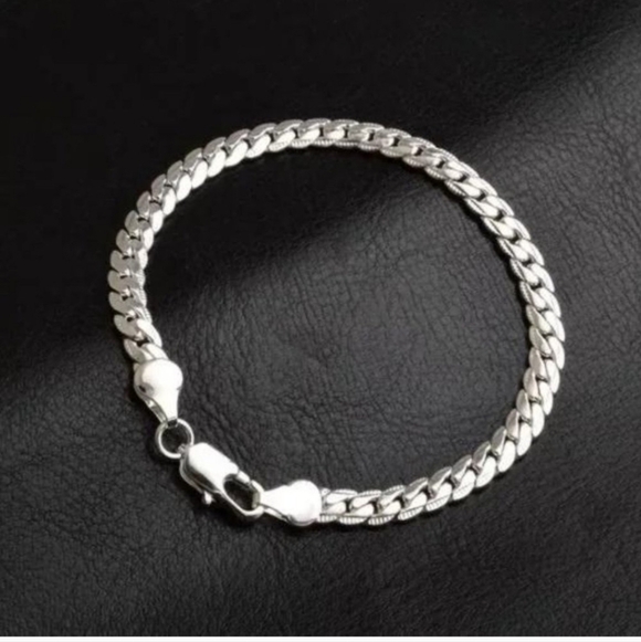 New 925 Sterling Silver Flat Snake Chain Bracelet 7.8" - Picture 1 of 8